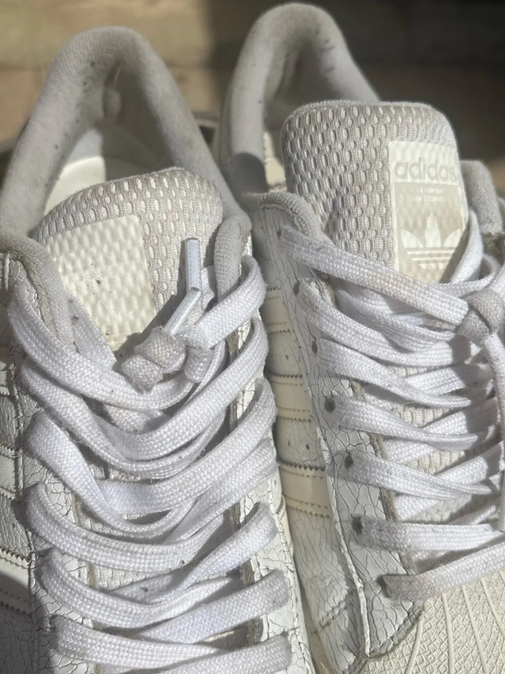 adidas collab White Sneakers with Ivory Stripes - Low Top Women's